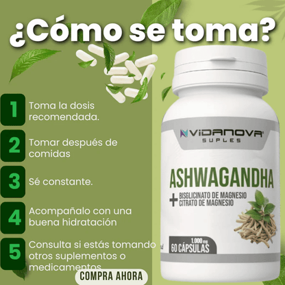 🏆 37 beneficios en 1 sola cápsula: Ashwagandha + Magnesio💊💯